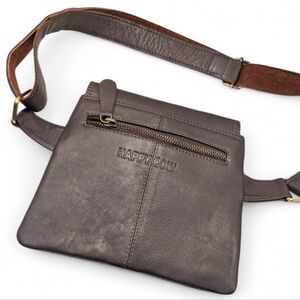 Happy Cow Vegetable-Tanned Genuine Leather fanny pack belt bag, Brown